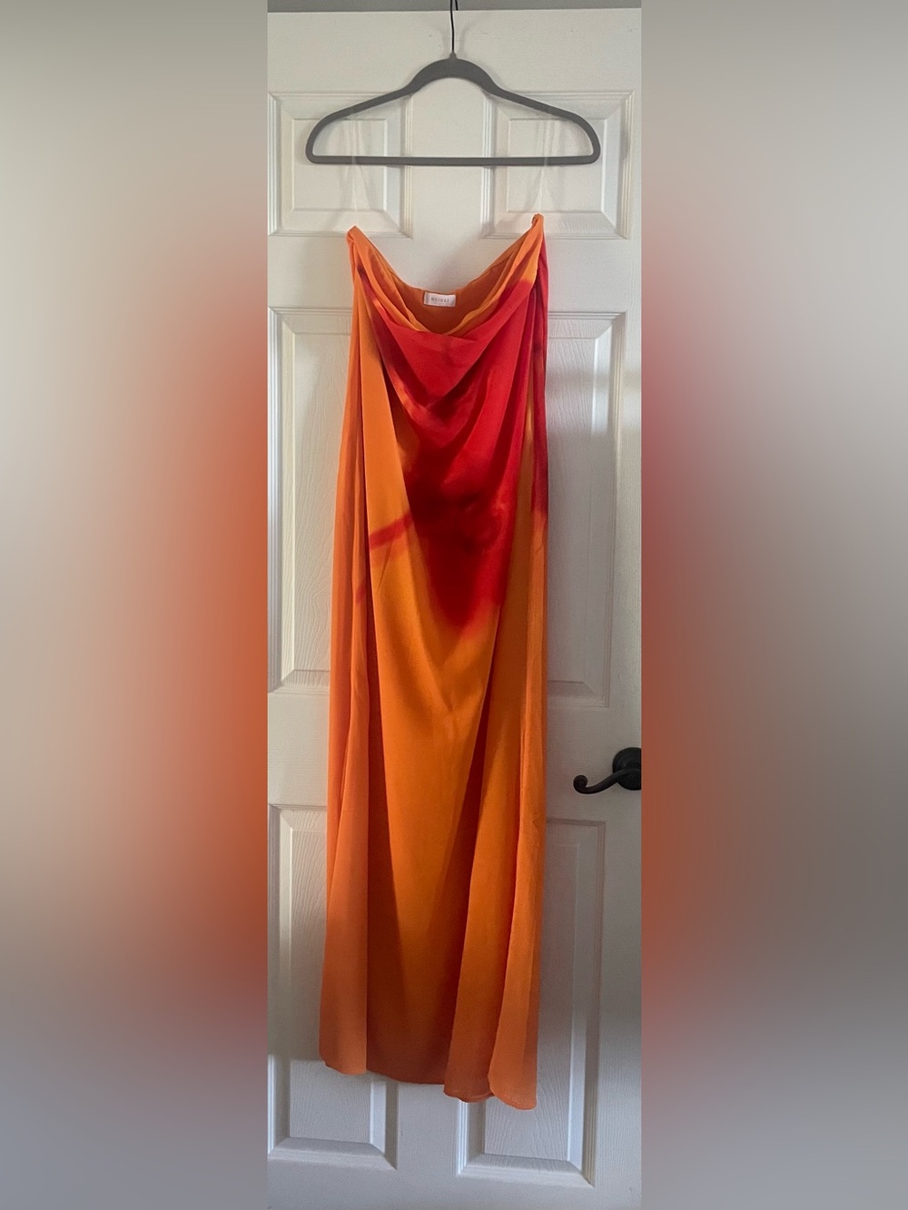 Meshki Amaya Strapless Orange & Red Orchid Maxi Dress - Picture 7 of 7